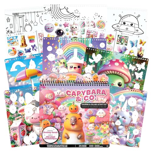 Fashion Angels Capybara & Co. Collage Activity Set | Includes 8 Sticker Sheets, 10 Sticker-by-Number Posters & 15 Drawing Pages, For Kids Ages 6+ - style: Capybara & Co