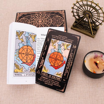 Tarot Cards for Beginners, Classic Tarot Deck with Meanings, Durable Cards with Guide Book, Black