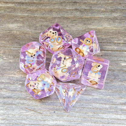 Sage's Portal Animal Familiars Resin DND Dice Set Polyhedral Dice Set for Dungeons and Dragons RPG Pathfinder Tabletop TTRPG (Teddy Bear) - color: Teddy Bear, style: Dice Set Only