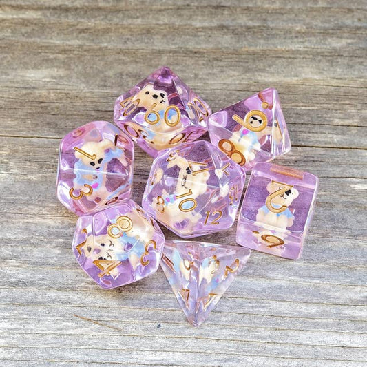 Sage's Portal Animal Familiars Resin DND Dice Set Polyhedral Dice Set for Dungeons and Dragons RPG Pathfinder Tabletop TTRPG (Teddy Bear) - color: Teddy Bear, style: Dice Set Only