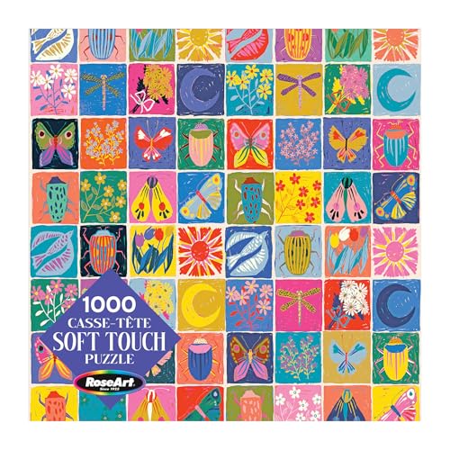 RoseArt - Soft Touch - Summer Quilt 1000 Piece Jigsaw Puzzle for Adults, Colorful Modern Design Finished Size 26.625 x 19.25 Made in USA - style: Summer Quilt