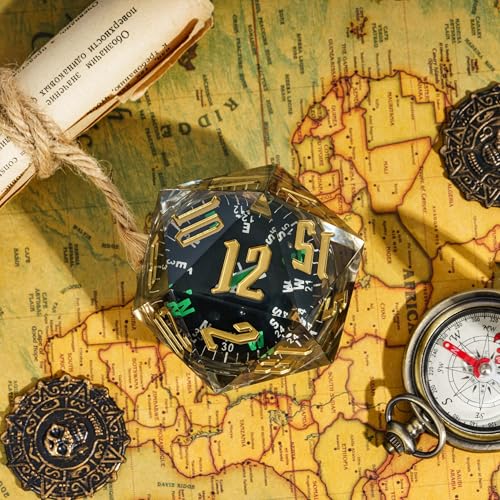 Cusdie Large D20 DND Dice 55mm with Sharp Edges, D&D 20 Sided Dice, Handmade Giant D20 for RPG, Table Games(Glow Compass) - color: Glow Compass