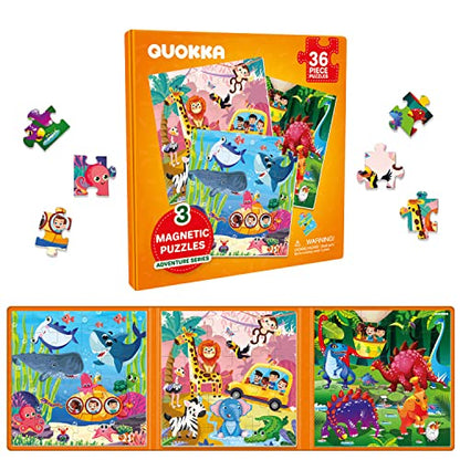 Magnetic Puzzles for Toddlers 3-5 - Kids Travel Toys for Boys and Girls | 36 Pieces Sudoku Toddler Puzzles Ages 2-4 – Animal Jungle Sea Travel Games for Kids 4-6 – Car Airplane Road Trip Games - color: 2. Jungle 36 Pcs