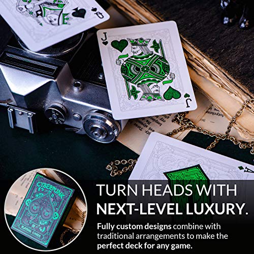 Cyberpunk Green Cardistry Deck, White Cyberpunk Playing Cards for Kids & Adults with e-Book, Poker Deck - color: Green