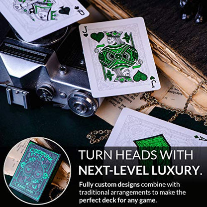 Cyberpunk Green Cardistry Deck, White Cyberpunk Playing Cards for Kids & Adults with e-Book, Poker Deck - color: Green