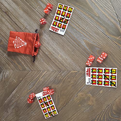 The 12 Dice of Christmas, Dice Game, Family, Holiday, for 2 to 5 Players | Ages 10+, Steve Jackson Games, Fast, fun, family game for the holidays, Includes a seasonal dice bag, score card, and 12 dice