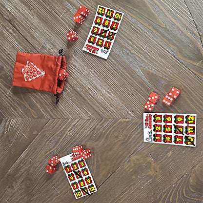 The 12 Dice of Christmas, Dice Game, Family, Holiday, for 2 to 5 Players | Ages 10+, Steve Jackson Games, Fast, fun, family game for the holidays, Includes a seasonal dice bag, score card, and 12 dice