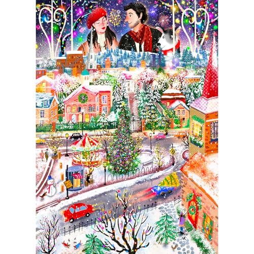 HUADADA Puzzles for Adults 1000 Pieces-Christmas Town | Eco matte oil print, eye strain relief, tight puzzle piece fit, vibrant colours,gifts for men women - color: Christmas Town