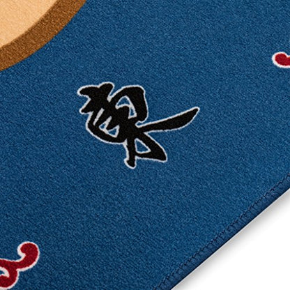 Yellow Mountain Imports Table Cover for Mahjong, Poker, Card Games, Board Games, Tile Game, and Dominoes - 31.1 Inches - Roll-up Gaming Mat with Carrying Bag | Felt game table cover, 79 x 79 x 0.3 cm, non-slip rubber backing, blue pattern, includes a carr