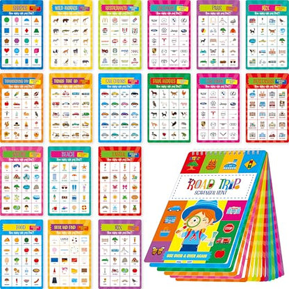 SpriteGru Scavenger Hunt Activities Book, 30 Road Trip Bingo Games, Reusable & Erasable Game Pad, Interesting Explore and Find Activity Travel Toy for Road Trip, Airplane Travel - style: Bingo Games