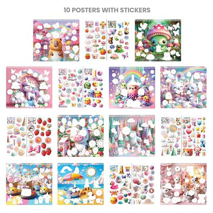 Fashion Angels Capybara & Co. Collage Activity Set | Includes 8 Sticker Sheets, 10 Sticker-by-Number Posters & 15 Drawing Pages, For Kids Ages 6+ - style: Capybara & Co