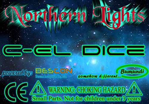 Bescon Super Glow in the Dark Nebula Glitter Polyhedral Dice Set Northern Light, Luminous RPG Dice Set,Glowing Novelty DND Game Dice Set, Novelty DND Game Dice d4 d6 d8 d10 d12 d20 d% in Brick Box - color: Northern Light