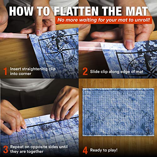 TIDYBOSS DND Ultimate 24" x 36" Game Set | 3X Double Sided 6 Terrains Battle Board | Includes Dry Erase Markers, Eraser, Clips, Dice and 96 Condition Rings | RPG Dungeons and Dragons Set