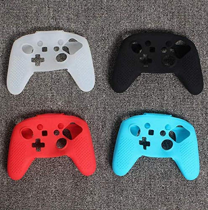 3 in 1 Soft Silicone Protective Skin Case Cover for NS Switch pro Controller Rubber Protective Skin with 2 Thumb Caps (Blue) - color: Blue