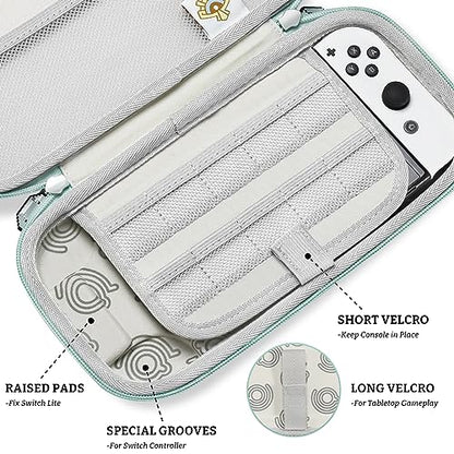 FUNLAB Switch 2 Carrying Case Compatible with Nintendo Switch 2/1/OLED, Portable Hard Shell Switch Carry Case with 10 Game Card Slots for Travel - White - color: Z-Cyan