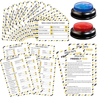Office Party Friendly Feud Game with 2 Answer Buzzers, Team Building Feud Cards for Family Game Night Fun Trivia Quiz for Work Staff Coworkers Company Groups Holiday Gathering