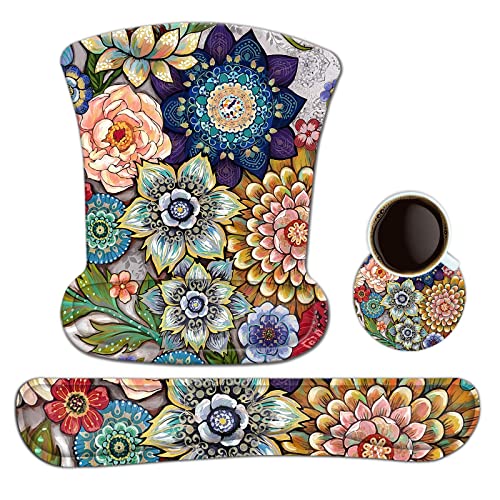Keyboard Wrist Rest Mouse Pad Support, ToLuLu Gel Ergonomic Mouse Pads for Computer Laptop PC, Comfortable Durable Mousepad Keyboard Wrist Rests for Easy Typing Pain Relief, Lovely Flo - color: Lovely Flor