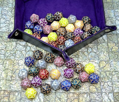 SmartDealsPro 50-Pack D6 D12 D20 6 12 20 Sided Dice Polyhedral Dice with Pouch for DND RPG MTG Table Game (D20, Dragon Pattern) - color: Dragon Pattern, style: D20