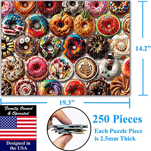 Think2Master Donuts 250 Pieces Jigsaw Puzzle. Perfect White Elephant Gag Gift. Fun Puzzle for Families. Great Gift for Adults and Teens. Size: 14.2” X 19.3” - style: Delicious Donuts