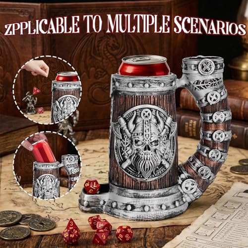 Dice Tower Mug, Dice Rolling Tower, Comes With 7 PCS Dice Set, Suitable for Dnd Dungeons And Dragons, Tabletop Games, Available As Drink Holder, D&D Gifts, Dnd Accessories (Silver-brown skull) - color: Silver-brown Skull