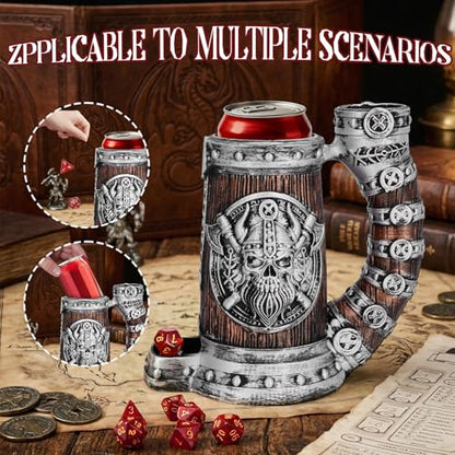 Dice Tower Mug, Dice Rolling Tower, Comes With 7 PCS Dice Set, Suitable for Dnd Dungeons And Dragons, Tabletop Games, Available As Drink Holder, D&D Gifts, Dnd Accessories (Silver-brown skull) - color: Silver-brown Skull