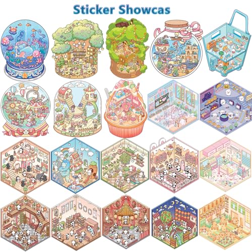 Sticker Book, 20 Scene Sets (1500+) DIY 3D Scene Stickers | Cute Kawaii Stickers for Kids, Mini House & Room Craft Book, Creative Gift for Kids & Adults to Create Fun Arts and Crafts - style: M Simulated Life