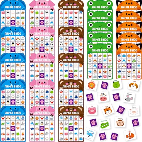 SpriteGru Animal Bingo Game, 25PCS Bingo Board Game, 2-25 Players Bingo Game Set for Family, Friend, Kid, Adult, Fun Group Activity Interesting Party Supplies - style: Animal Bingo Game