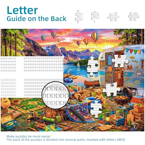 Lakeside Camping Day 1000 Piece Puzzles for Adults | Mountain Lake Camping Puzzles for Adults 1000 Pieces, Impossible Hard Fun Challenging Lakeside Camping Puzzles for Adults - color: Camping Day