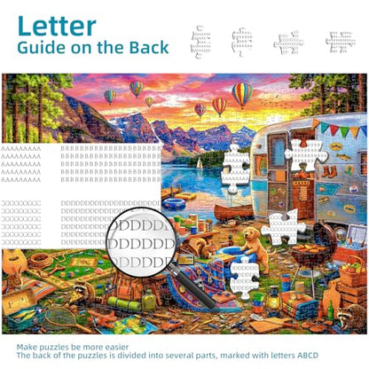 Lakeside Camping Day 1000 Piece Puzzles for Adults | Mountain Lake Camping Puzzles for Adults 1000 Pieces, Impossible Hard Fun Challenging Lakeside Camping Puzzles for Adults - color: Camping Day