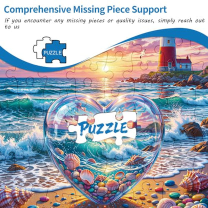 Love Pebbles Beach Puzzles for Adults 1000 Pieces | 1:1 HD Poster,Letter Markings on Back,Matte Oil,High Bite Force - color: Love Pebbles Beach