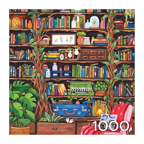 RoseArt Hobby Haven Bookshelf 1000 Piece Jigsaw Puzzle | 19.25" x 26.625" Finished Size, Fully Interlocking Pieces, Bonus Poster Included, Made in USA - style: Bookshelf