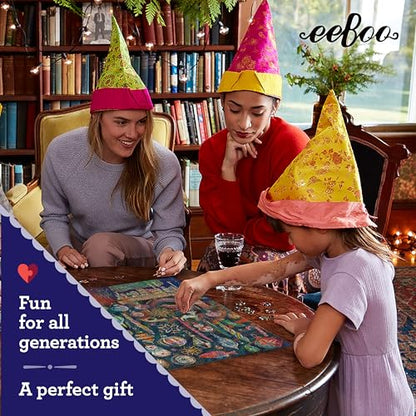 eeBoo Holiday Ornaments 1000 Piece Square Puzzle, 23" x 23" Christmas Theme | Double coated, sturdy & dust free pieces with a satisfying snap. Includes full color reference insert. Vibrant, original art - style: Holiday Ornaments