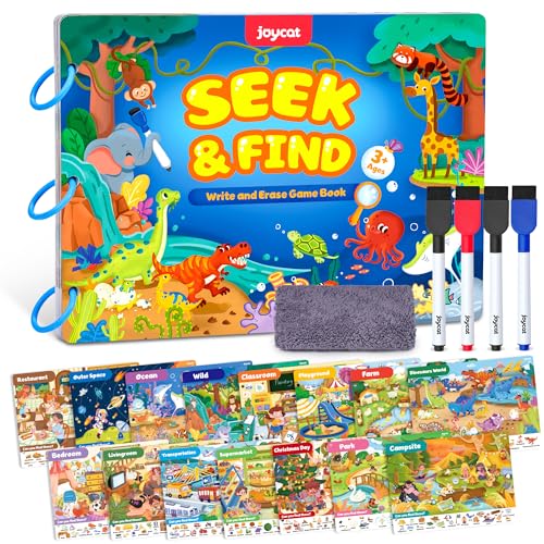 JoyCat Seek & Find Game Books - Preschool Learning Activity for 3-8 | Toddlers & Kids, Travel Activities Toys for Road Trip Car Airplane, Busy Book, Birthday Gifts for Girls and Boys Ages 4-8 - style: 2. Seek & Find