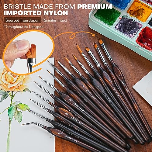 Golden Maple Miniature Paint Brushes Drybrush-18PCS Micro Detail Paint Brush Set, Small Fine Detail Model Brushes for Acrylics, Watercolors & Paint by Number, Figurine - Cocoa Brown - color: Cocoa Brown