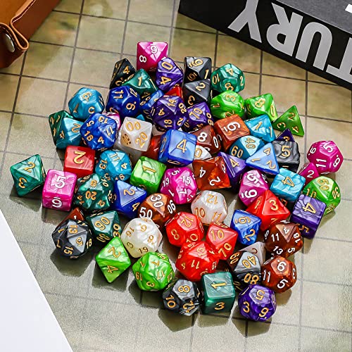 CiaraQ Polyhedral Dice Set - DND Role Playing Dice | Acrylic RPG Dice for Dungeons and Dragons MTG Table Games, Multi-color, 70pcs - color: Multicolor3