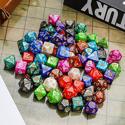 CiaraQ Polyhedral Dice Set - DND Role Playing Dice | Acrylic RPG Dice for Dungeons and Dragons MTG Table Games, Multi-color, 70pcs - color: Multicolor3
