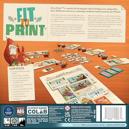 Fit to Print, Puzzly Tile-Laying Strategy Board Game About Breaking News | 1-6 Players, Ages 10+, 15-30 Mins, Real-Time Family Fun