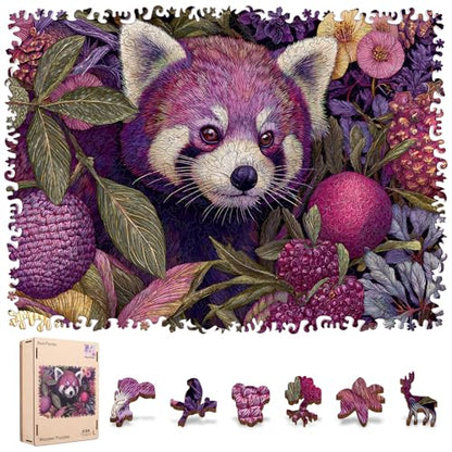 Mocfesk Wooden Puzzles for Adults, Red Panda Wooden Puzzles 499 Pieces | Unique Shaped Animal Jigsaw Puzzles, Birthday Gifts Fun Challenge Family Game, 17.3 x 12.9 in - color: Red Panda, size: Large