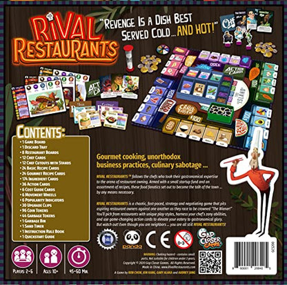 Rival Restaurants by Gap Closer Games | Strategy Board Game | 2 to 6 Players | Ages 10+ | 45+ Minutes | Unique Chefs, Upgradable Restaurants & Recipe Cooking - style: Base