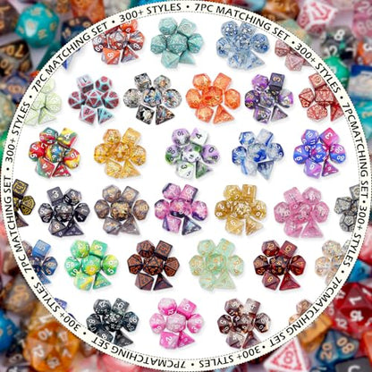 Haxtec Mystery DND Dice Set Random Style 7PC Polyhederal Dice Set with Dice Bag, Compatible with Dungeons and Dragons TTRPG, Dice Blind Box DND Gifts - color: Colorful