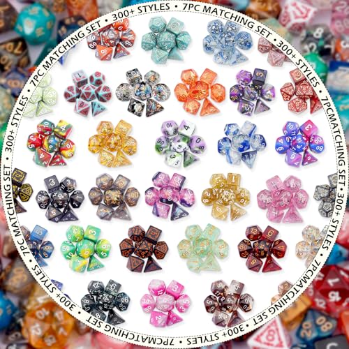 Haxtec Mystery DND Dice Set, 7 Pcs Random Resin Polyhedral RPG Dice | Role Playing Games Dice with Velvet Bag, Compatible with Dungeons and Dragons, Dice Blind Box, TTRPG Gifts - color: Colorful