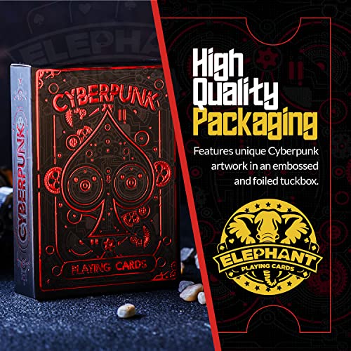 Cyberpunk Red Playing Cards, Cardistry Decks, White Deck of Playing Cards for Kids & Adults, Cool Playing Cards with Card Game e-Book, Unique Playing Cards for Poker, Cyberpunk Cards - color: Red