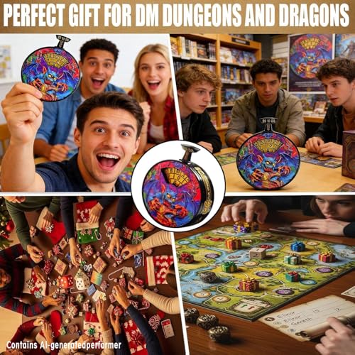 DND Dice Roller Press to Roll D4-D20 Pocket Watch Style - Rainbow - color: Dice Roller-rainbow