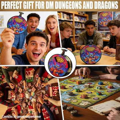DND Dice Roller Press to Roll D4-D20 Pocket Watch Style - Rainbow - color: Dice Roller-rainbow