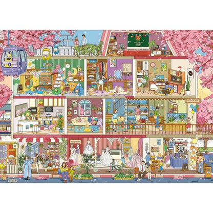 Puzzles for Adults 1000 Pieces, Jigsaw Puzzle for Adults, Fun Challenging Puzzle, Peach Blossom House Puzzles Game, Interlock Perfectly No Dust, Gifts for Father's Relatives and Friends - color: Peach Blossom House