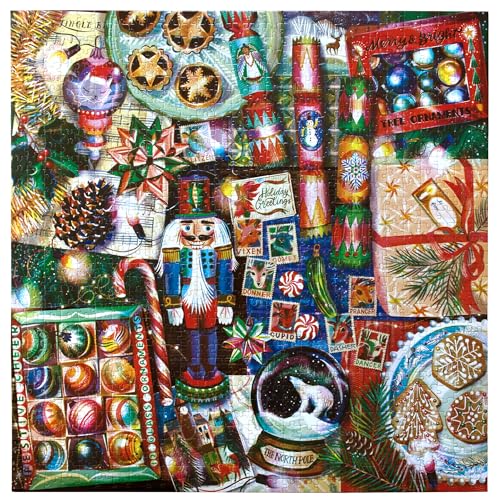 eeBoo 1000 Piece Puzzle - Christmas Decorations Jigsaw Puzzle for Adults, Square 23" x 23" Made with Recycled Board & Vegetable-Based Ink - style: Christmas Decorations