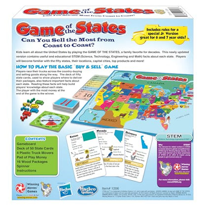 Game of the States, Kids Pick Up & Deliver Game, by Winning Moves Games USA | 1970's Original Artwork, 2 to 4 Players, Ages 8 and up
