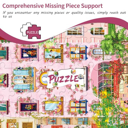 Romantic Street Scene Jigsaw Puzzles for Adults 1000 Pieces, Interlock Perfectly No Dust, Impossible Difficult Hard Fun 1000 Piece Jigsaw Puzzles for Adults-1:1 Poster - color: Dream Street