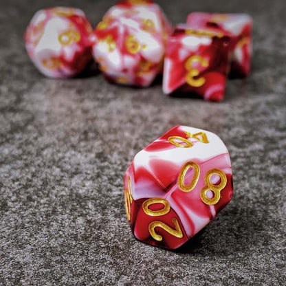 Sage’s Portal Stones DND Dice Set Acrylic Opaque 7-PC Polyhedral DND Dice Set for Dungeons and Dragons D&D Sage’s Cantrips RPG Tabletop TTRPG (Red/White) - color: Red/White