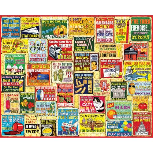 White Mountain 1000 Piece Jigsaw Puzzle Fathers Day Humor Collage Puzzles with Large Pieces Gift for Adults and Family 24"x30" - Dad Jokes